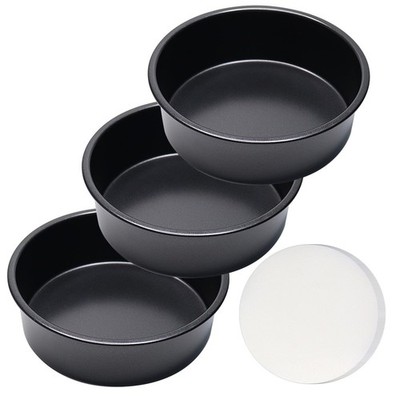 6 Inch Cake Pan Set of 3 Round Cake Pans with 100 Pieces Parchment Paper Cake...