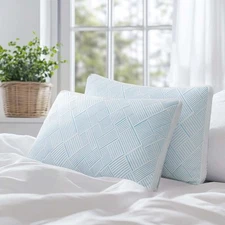 Shredded Memory Foam Cooling Soft Bamboo Viscose Pillows King Set of 2, Adjus...