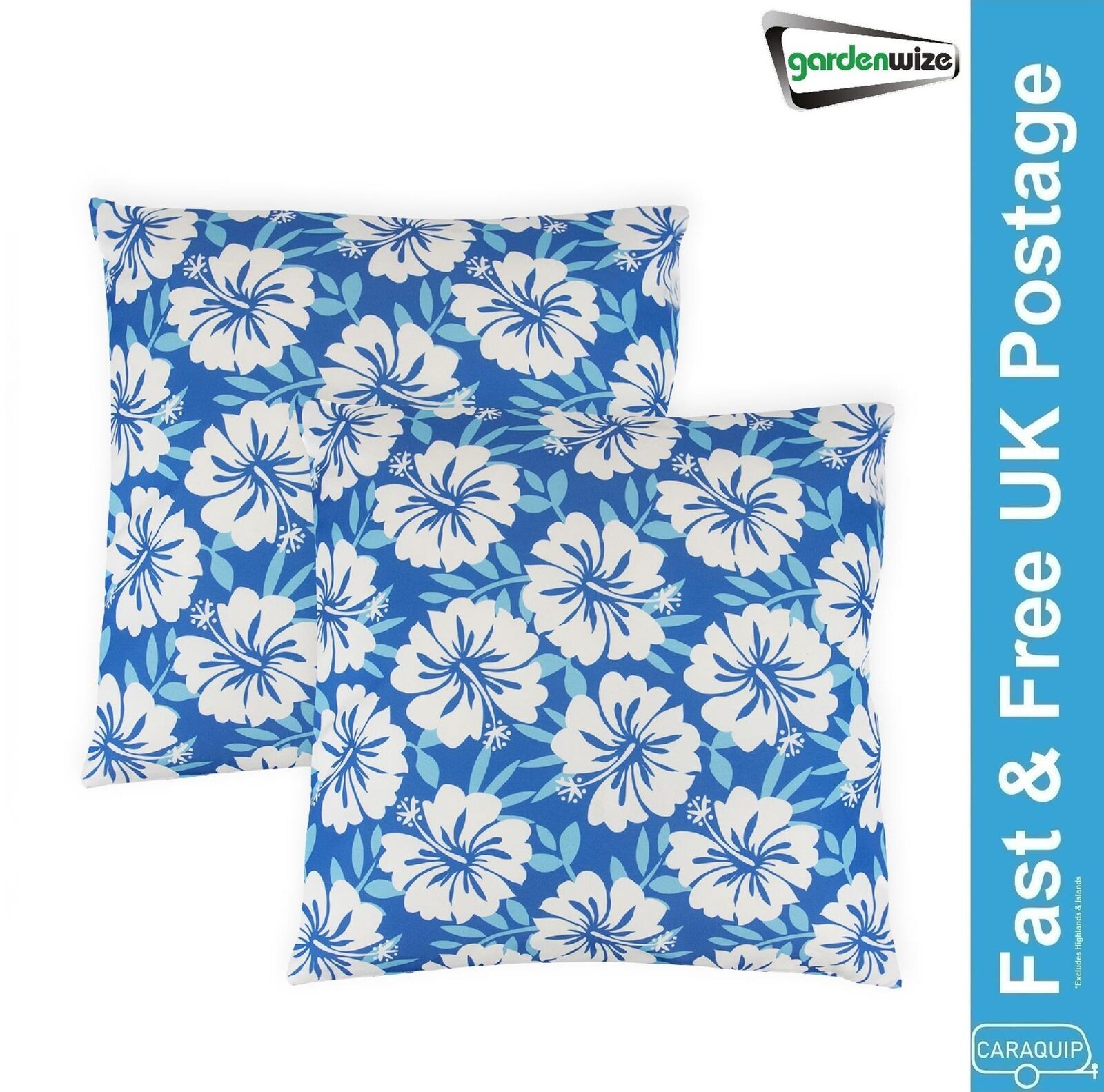 2x Gardenwize Blue Hawaiian Pattern Outdoor Scatter Cushions - SWGSL269