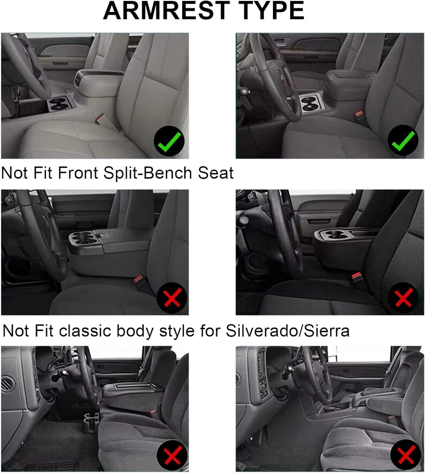 Fits 2007-2014 Chevy Avalanche Suburban Leather Console Lid Armrest Cover Gray Foto 4 de 4