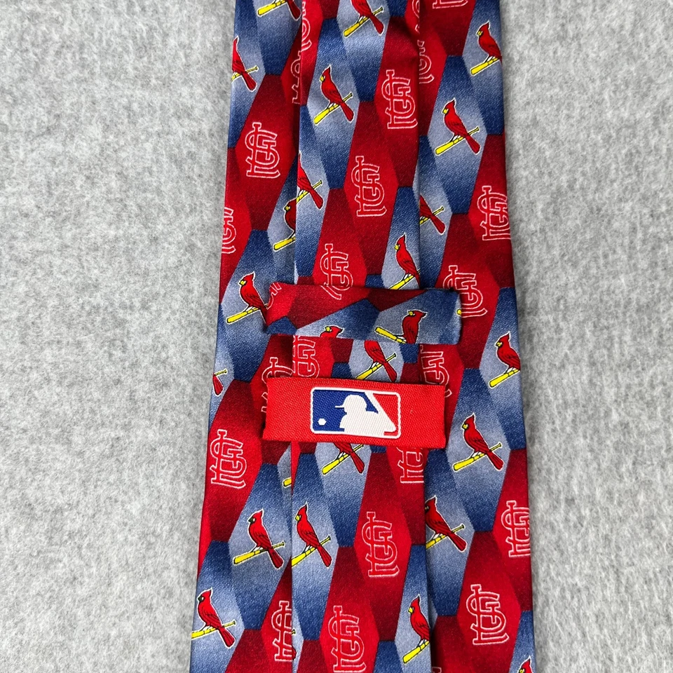 Corbata de cuello de los Cardenales de San Luis logotipo estampado por todas partes seda MLB alas de águila Foto 2 de 4