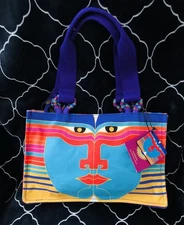 NWT Laurel Burch Sun N Sand Vayu Spirit Aztec Face Beach Tote Shoulder Bag