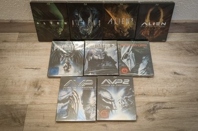 Alien 1-4 Predator 1-3 Predators AvP 1+2 Alien vs. Predartor BluRay Steelbook
