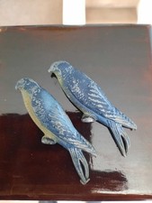 Vintage Painted Lead Toy Zoo Parakeets / Parrots x 2