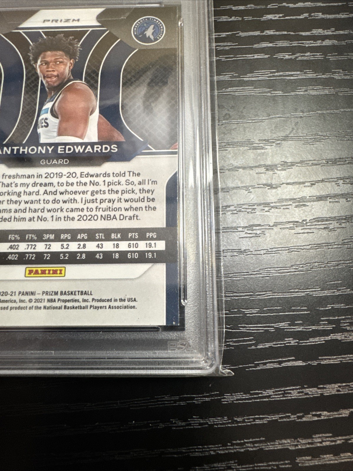 2020-21 Panini Prizm Silver Anthony Edwards RC PSA 9 # 258 Rookie Timberwolves view 13