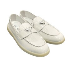 Prada Triangle Logo Patent Leather Loafers White 1D222N 069 F0009 123472007