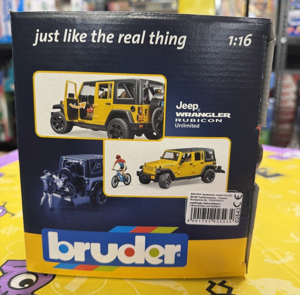BRUDER 02543 - scala 1:16 - JEEP WRANGLER RUBICON CON MOUNTAIN BIKE E CICLISTA - Immagine 4 di 4