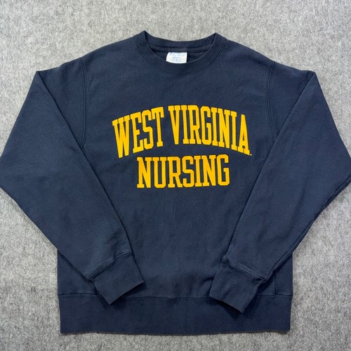 Champion WVU Nursing Reverse Weave Sweatshirt Adult Small Blue West Virginia S - Picture 1 of 9