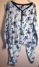 Disney Lilo  Stitch Womens 2 Piece Blue Fleece Pajama Set Plus Size 3X 22W-24W