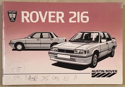 ROVER 216S 216SE 216 VITESSE 216 VANDEN PLAS Owners Handbook for 1985 #AKM5662