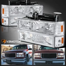 Fits 94-98 GMC C/K Sierra Suburban Yukon Headlights+Corner+Bumper Lights Lamps