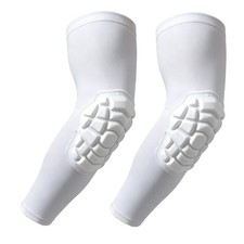 Arm Sleeves with Elbow Pads for Kids, Youth, and Adults 2 Pack White