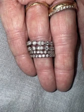 4 Lovely STERLING silver cz STACKABLE eternity bands RINGS set size 7 7.4 grams