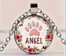 CAT DOG PAW ANGEL MEMORIAL Pendant on plated 925 Silver 20" 22" Necklace