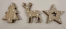 3 piece wooden light up Christmas tabletop decor -star, tree, deer NEW