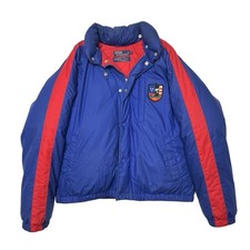 Vintage Polo Ralph Lauren Puffer Down Jacket Mens Large Blue Red Ski Patch 90s
