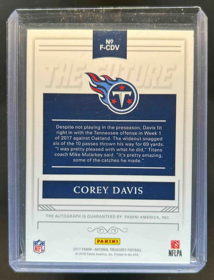 2017 National Treasures Corey Davis The Future RC Auto #19/25 Titans - Image 2 of 2