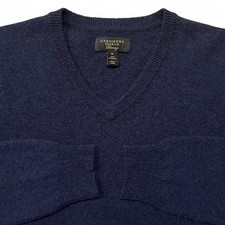 Club Room Sweater Men's M Navy Cashmere Knit Luxury V-Neck Soft 2019