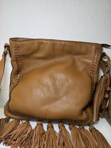 Michael Kors Camel Brown Tasseled Crossbody Purse Braid Strap Design Western - Picture 6 of 17