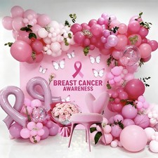 Breast Cancer Awareness Party Decor,148Pcs Pink Ribbon Balloon Arch Kit