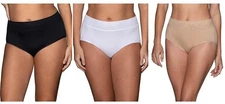 3 Pack Vanity Fair Women's Effortless Lace Brief Panty 13276 Black/White/Beige