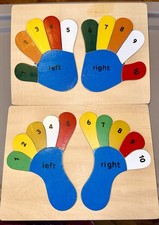 EUC 2 Wooden Puzzles, Counting 1-10/Left Right, Preschool Learning Smoke Free