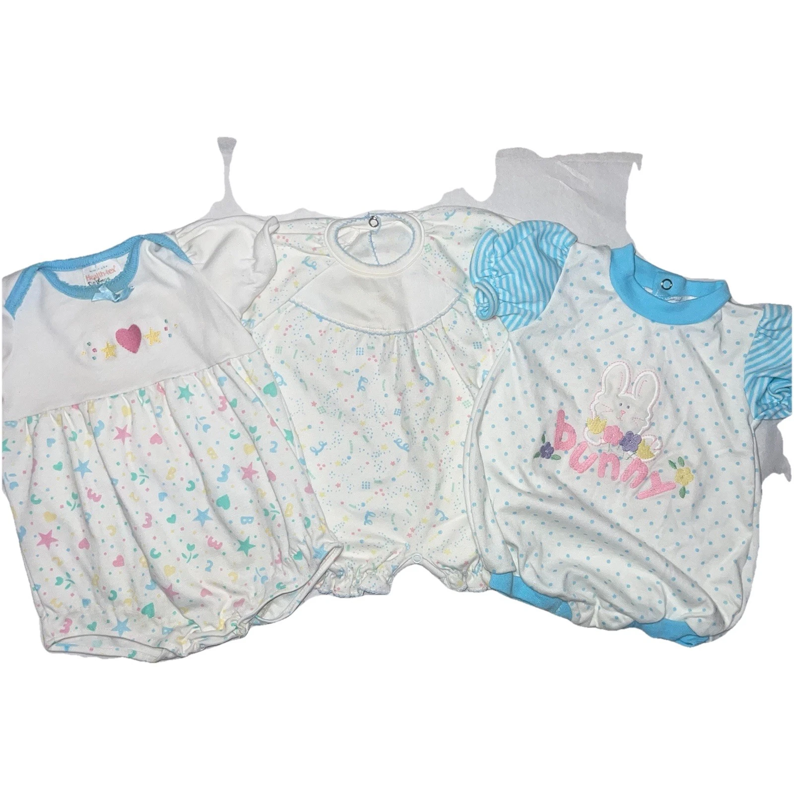 LOT Of 3 Baby Girl Clothes Vintage Rainbow Infant Romper Outfit 6-9 MONS