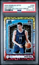 2024 PANINI DONRUSS OPTIC RED & YELLOW FAST BREAK #288 ZACH EDEY 6/7 PSA 10