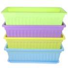 4 Sets Rectangle Plant Pot Succulent Planter Box with Tray Planter Trough for