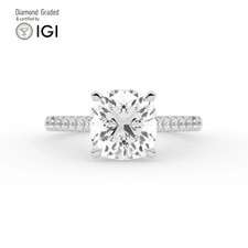 Cushion Solitaire Labgrown Diamond Engagement Ring Platinum 3.40 Ct