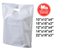 White Patch Handle Plastic Carrier Bags for Retail, Supermarket - All Sizes 30Mu
