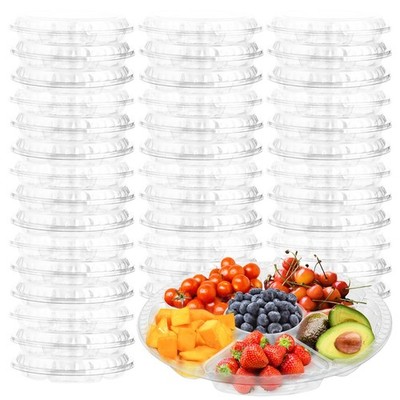 30 Pack Fruit Trays for Serving for Party, 6 Divided Compartment Disposable P...