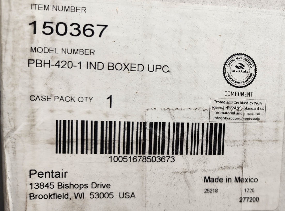 Pentair PBH-420-1 Polypropylene Bag Filter Vessel, 150367    *PI