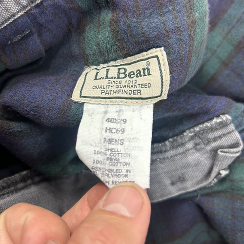 VTG LL Bean Heavy Canvas Gray Pants 40x29 Fleece Plaid Lined Duck Outdoors - Picture 6 of 14