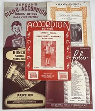 Lot of 5 Vintage Piano Accordion Sheet Music Books New York Chicago Cleveland