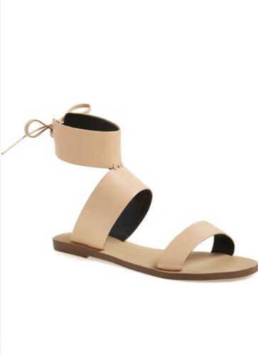 Rebecca Minkoff Emma Leather Sandals Gladiator Ankle Wrap Women's Sz 6 Tan