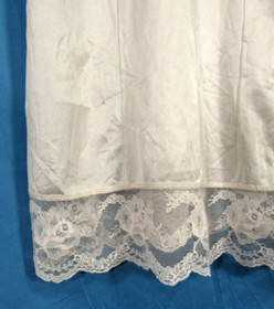 VTG BODY LITES Silky NYLON Mesh Lace PLEATED BODICE Silver CHEMISE/SLIP 34