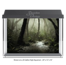 Mysterious Green Forest Polyester Fish Tank Glass Backdrop Aquarium Background