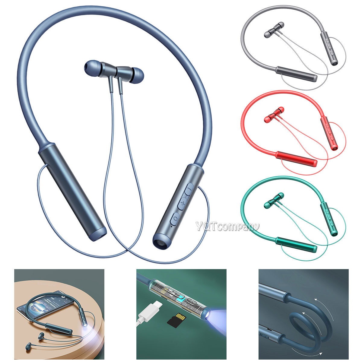 Bluetooth Neckband Earbuds Wireless Headset in Ear For iPhone 6 7 8 Plus SE 2022