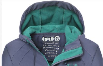 FLASHLIGHTS SOFTSHELLJACKE BLAU MIT KAPUZE  INNENFLEECE 36 38 NEU