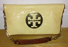 Tory Burch Reva Fold Over Gold Chain Strap Clutch Shoulder Bag 