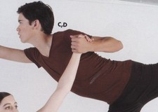 NWT v neck mens medium dance costume spandex shirt Nutmeg brown Wolff Fording