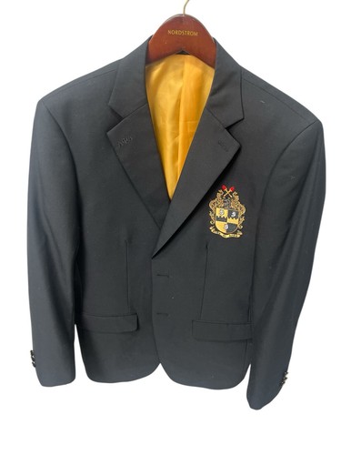 Alpha Phi Alpha Fraternity Blazer Herren 38R Schwarz Gold Wollmischung Zwei Knöpfe