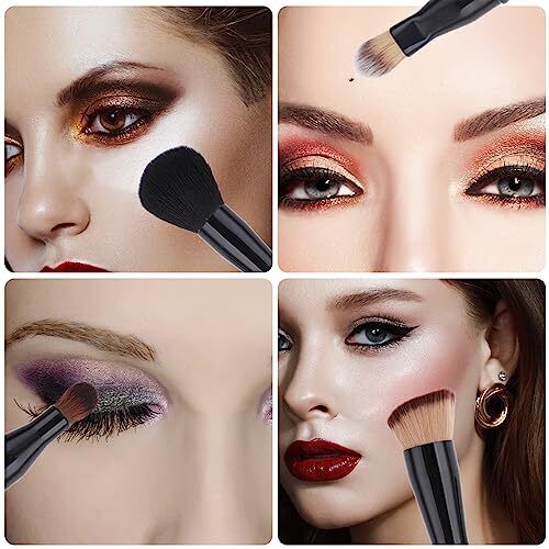 Juego de cepillos de maquillaje de viaje 4 en 1 base profesional cepillo en polvo mezcla - Imagen 5 de 7