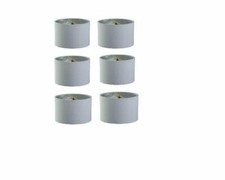 5 Inch Retro Barrel Drum Clip on Chandelier Lampshade Set of 6  White Linen 