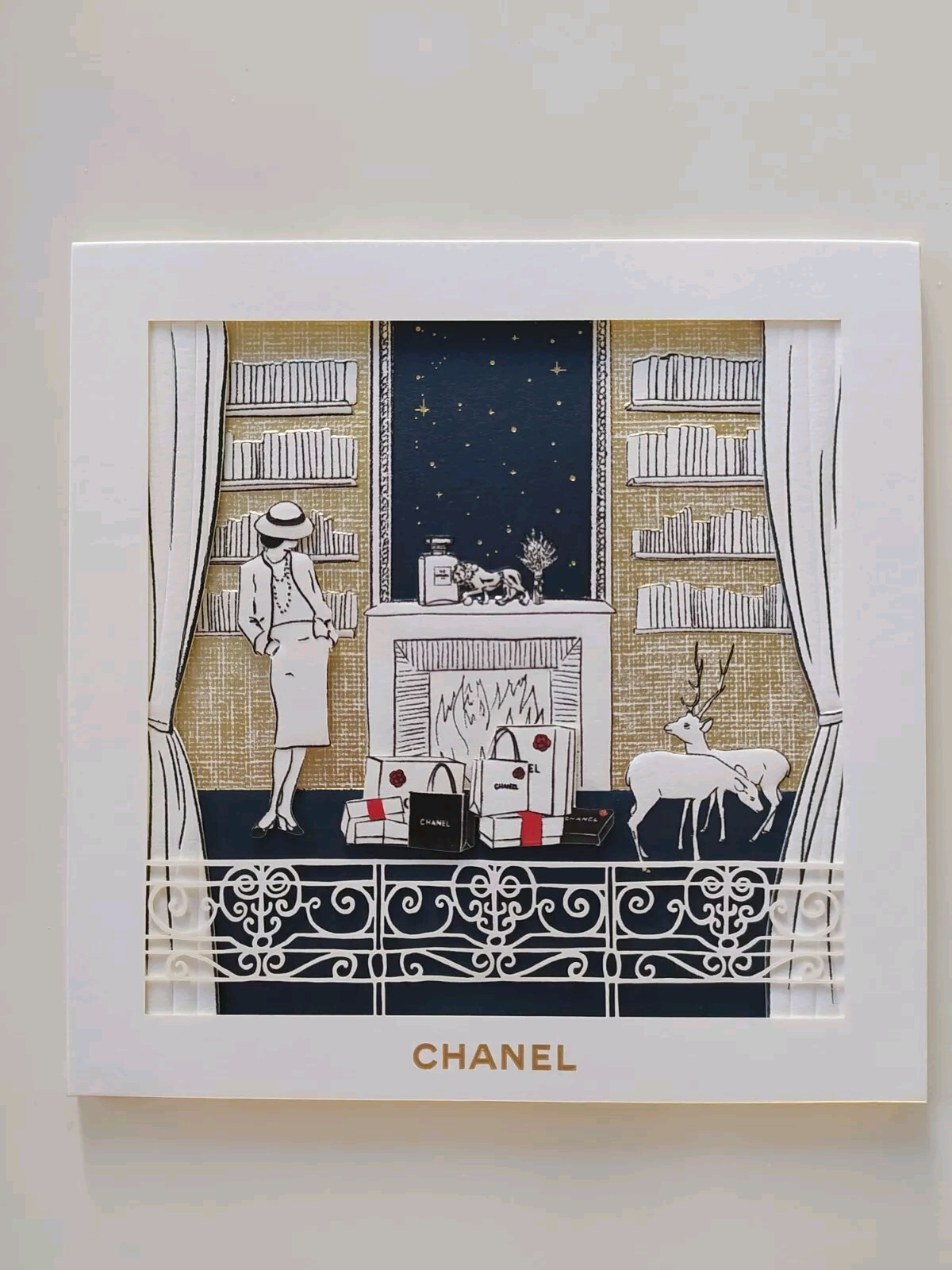Superb greeting card Chanel relief decor year 2020