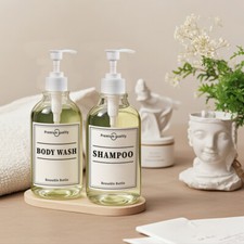 500ml Refillable Liquid Soap Dispenser With Labels Lotion Bottle Plastic Pump