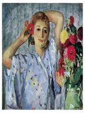 1228.Flower on hair.Wall Art Decoration POSTER.Graphics to decorate home office.