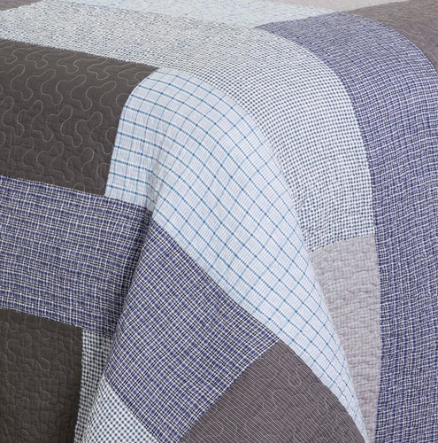 Sora Plaid Kariert Decke Tagesdecke Vorgewaschen Baumwolle Patchwork Quilt Set - Bild 7 von 8