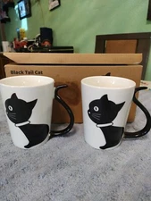 Fox Valley Traders Black Cat Tail 11 Ounce Coffee Tea Mugs Home Style Kitchen
